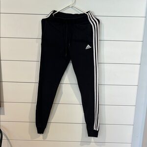 Adidas Women’s Black Sweatpants with White Stripes